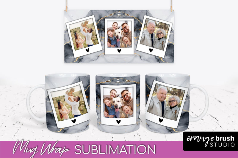 Add Your Photo Mug Wrap - Marble Mug Sublimation Design Sublimation OrangeBrushStudio 