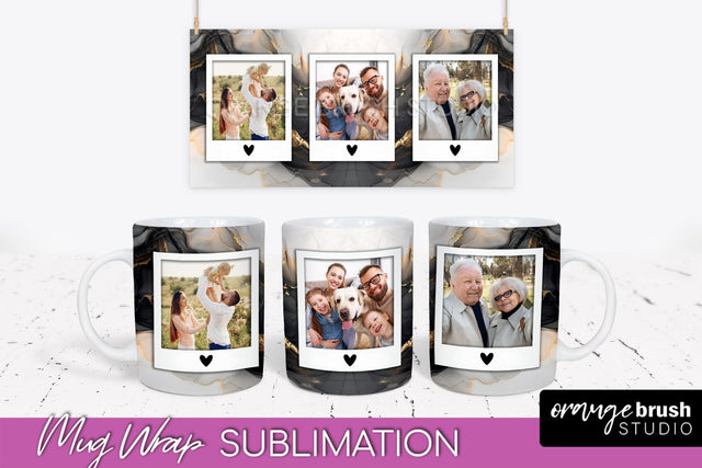 Add Your Photo Mug Wrap - Marble Mug Sublimation Design Sublimation OrangeBrushStudio 