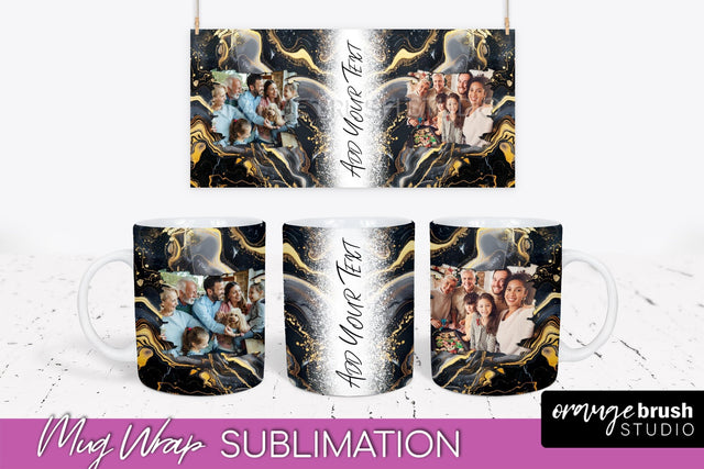 Add Your Photo Mug Wrap - Marble Mug Sublimation Design Sublimation OrangeBrushStudio 