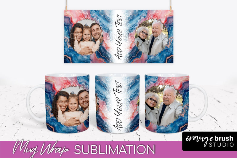 Add Your Photo Mug Wrap - Marble Mug Sublimation Design Sublimation OrangeBrushStudio 