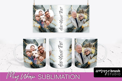 Add Your Photo Mug Wrap - Marble Mug Sublimation Design Sublimation OrangeBrushStudio 