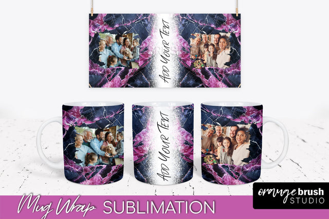 Add Your Photo Mug Wrap - Marble Mug Sublimation Design Sublimation OrangeBrushStudio 
