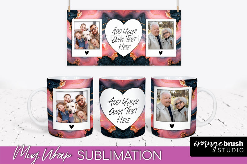 Add Your Photo Mug Wrap - Marble Mug Sublimation Design Sublimation OrangeBrushStudio 