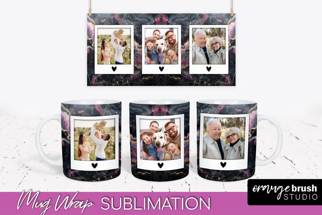 Add Your Photo Mug Wrap - Marble Mug Sublimation Design Sublimation OrangeBrushStudio 