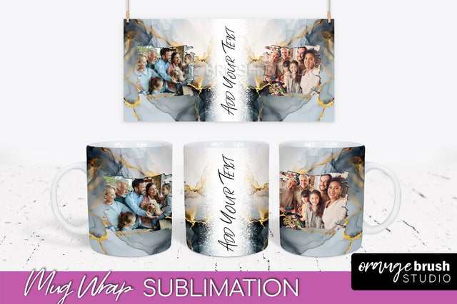 Add Your Photo Mug Wrap - Marble Mug Sublimation Design Sublimation OrangeBrushStudio 