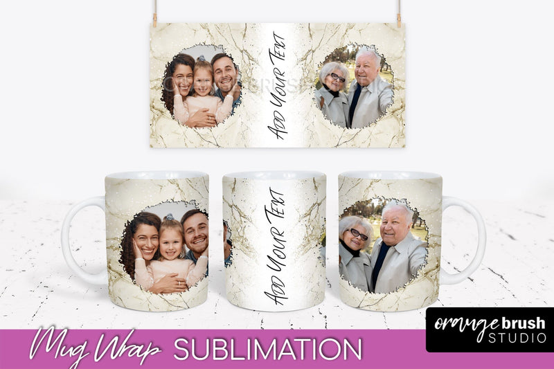 Add Your Photo Mug Wrap - Marble Mug Sublimation Design Sublimation OrangeBrushStudio 