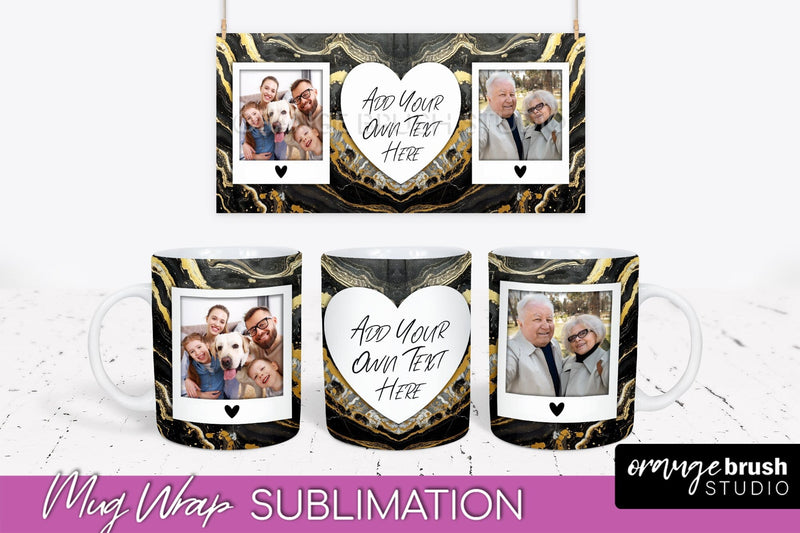 Add Your Photo Mug Wrap - Marble Mug Sublimation Design Sublimation OrangeBrushStudio 