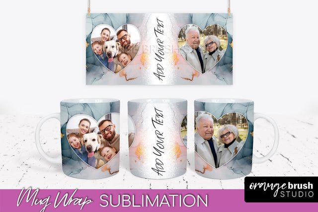 Add Your Photo Mug Wrap - Marble Mug Sublimation Design Sublimation OrangeBrushStudio 