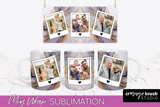 Add Your Photo Mug Wrap - Marble Mug Sublimation Design Sublimation OrangeBrushStudio 