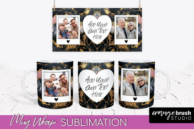 Add Your Photo Mug Wrap - Marble Mug Sublimation Design Sublimation OrangeBrushStudio 
