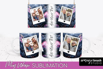 Add Your Photo Mug Wrap - Marble Mug Sublimation Design Sublimation OrangeBrushStudio 