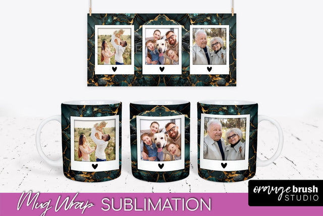 Add Your Photo Mug Wrap - Marble Mug Sublimation Design Sublimation OrangeBrushStudio 