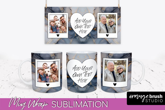 Add Your Photo Mug Wrap - Marble Mug Sublimation Design Sublimation OrangeBrushStudio 