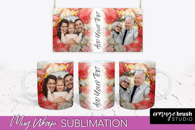Add Your Photo Mug Wrap - Marble Mug Sublimation Design Sublimation OrangeBrushStudio 