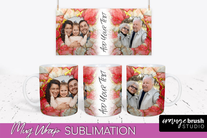 Add Your Photo Mug Wrap - Marble Mug Sublimation Design Sublimation OrangeBrushStudio 