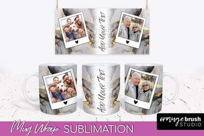 Add Your Photo Mug Wrap - Marble Mug Sublimation Design Sublimation OrangeBrushStudio 