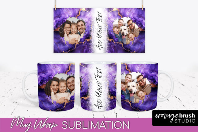 Add Your Photo Mug Wrap - Marble Mug Sublimation Design Sublimation OrangeBrushStudio 