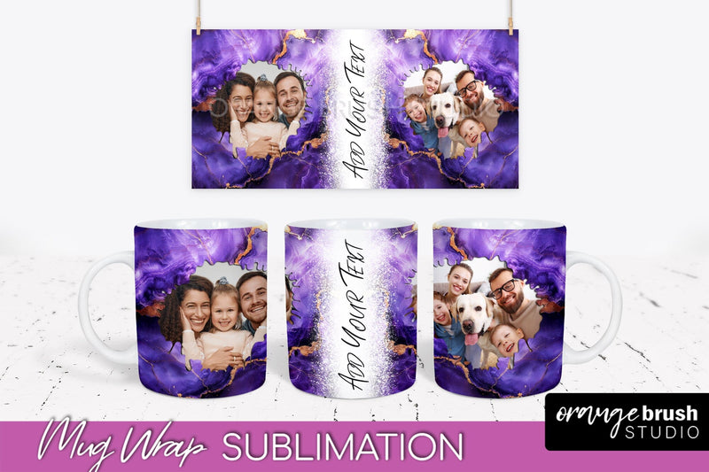 Add Your Photo Mug Wrap - Marble Mug Sublimation Design Sublimation OrangeBrushStudio 