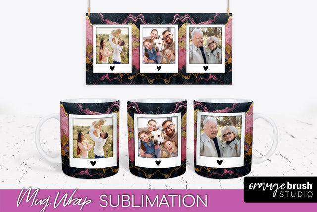 Add Your Photo Mug Wrap - Marble Mug Sublimation Design Sublimation OrangeBrushStudio 