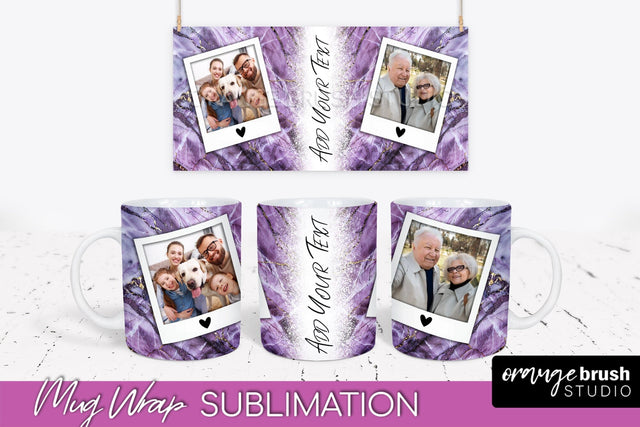 Add Your Photo Mug Wrap - Marble Mug Sublimation Design Sublimation OrangeBrushStudio 