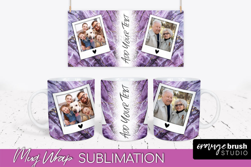 Add Your Photo Mug Wrap - Marble Mug Sublimation Design Sublimation OrangeBrushStudio 