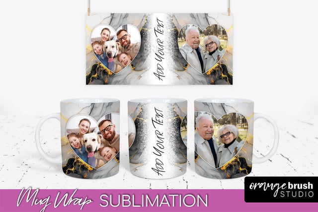 Add Your Photo Mug Wrap - Marble Mug Sublimation Design Sublimation OrangeBrushStudio 