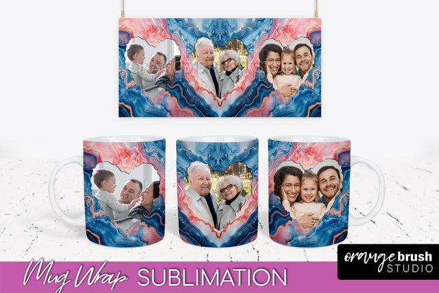 Add Your Photo Mug Wrap - Marble Mug Sublimation Design Sublimation OrangeBrushStudio 