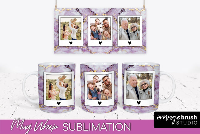 Add Your Photo Mug Wrap - Marble Mug Sublimation Design Sublimation OrangeBrushStudio 