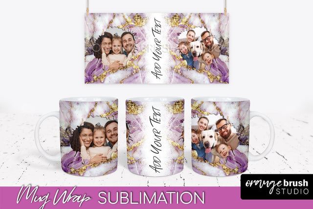 Add Your Photo Mug Wrap - Marble Mug Sublimation Design Sublimation OrangeBrushStudio 