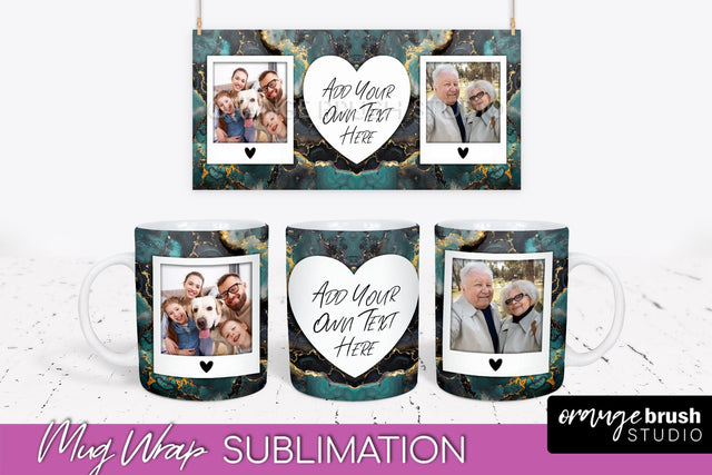 Add Your Photo Mug Wrap - Marble Mug Sublimation Design Sublimation OrangeBrushStudio 