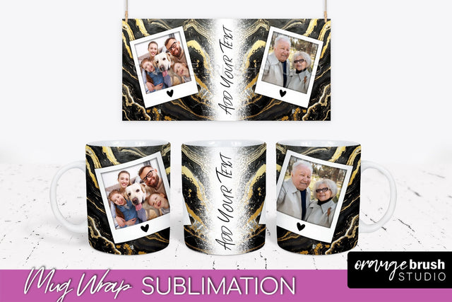Add Your Photo Mug Wrap - Marble Mug Sublimation Design Sublimation OrangeBrushStudio 