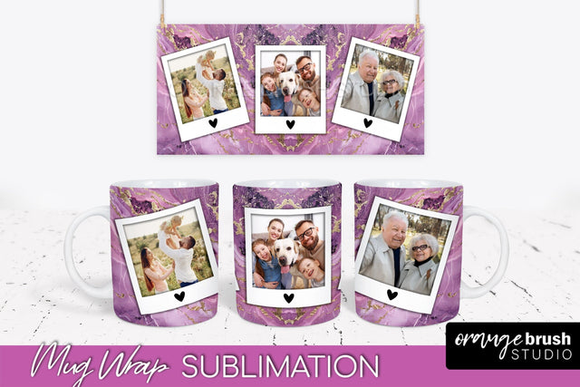 Add Your Photo Mug Wrap - Marble Mug Sublimation Design Sublimation OrangeBrushStudio 