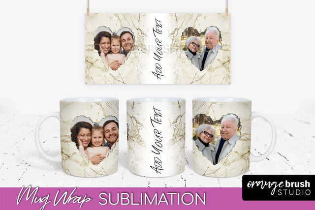 Add Your Photo Mug Wrap - Marble Mug Sublimation Design Sublimation OrangeBrushStudio 