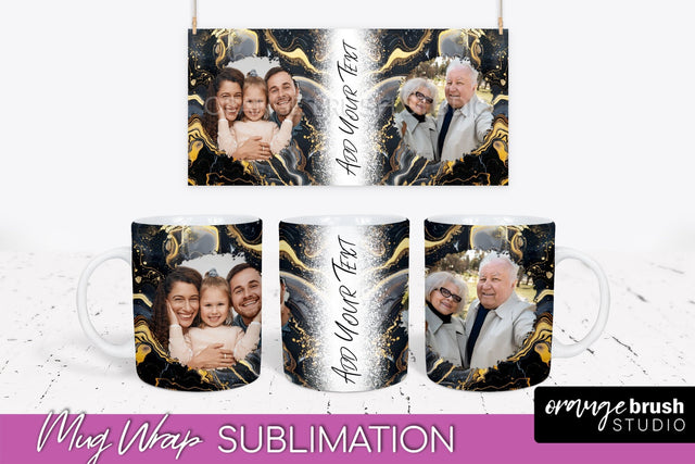 Add Your Photo Mug Wrap - Marble Mug Sublimation Design Sublimation OrangeBrushStudio 