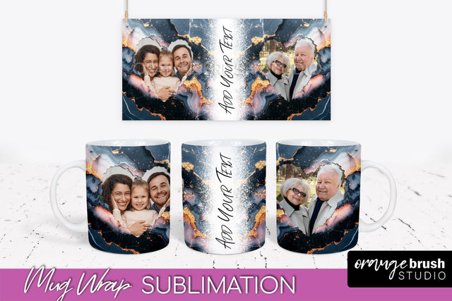 Add Your Photo Mug Wrap - Marble Mug Sublimation Design Sublimation OrangeBrushStudio 