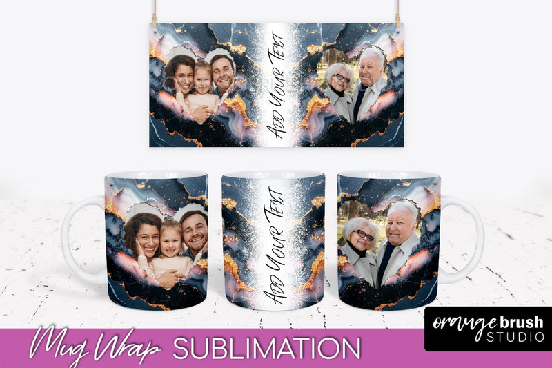 Add Your Photo Mug Wrap - Marble Mug Sublimation Design Sublimation OrangeBrushStudio 