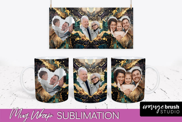 Add Your Photo Mug Wrap - Marble Mug Sublimation Design Sublimation OrangeBrushStudio 