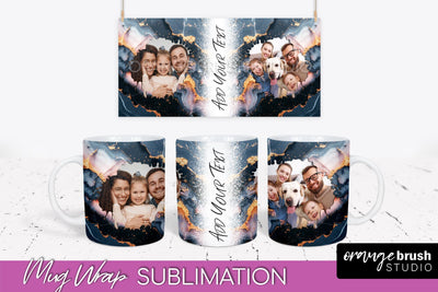 Add Your Photo Mug Wrap - Marble Mug Sublimation Design Sublimation OrangeBrushStudio 