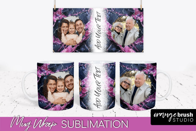Add Your Photo Mug Wrap - Marble Mug Sublimation Design Sublimation OrangeBrushStudio 