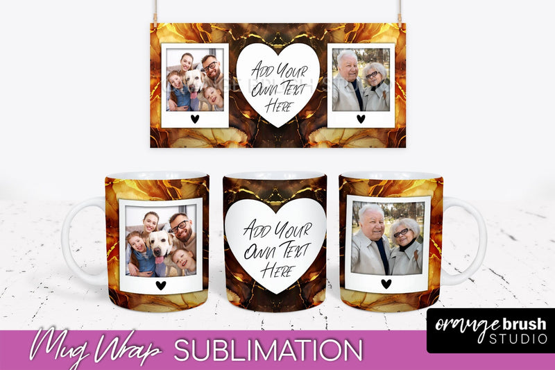 Add Your Photo Mug Wrap - Marble Mug Sublimation Design Sublimation OrangeBrushStudio 