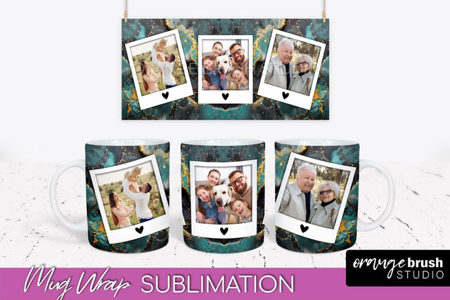 Add Your Photo Mug Wrap - Marble Mug Sublimation Design Sublimation OrangeBrushStudio 