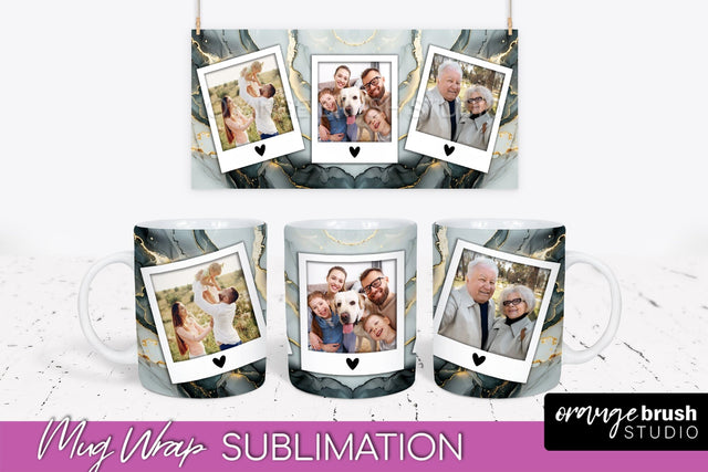 Add Your Photo Mug Wrap - Marble Mug Sublimation Design Sublimation OrangeBrushStudio 