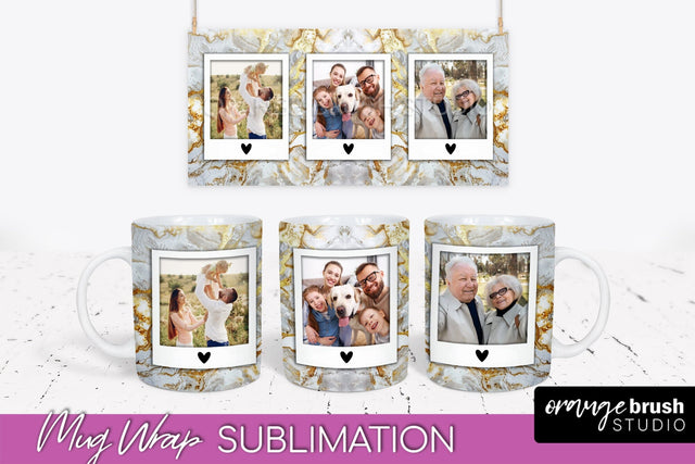 Add Your Photo Mug Wrap - Marble Mug Sublimation Design Sublimation OrangeBrushStudio 
