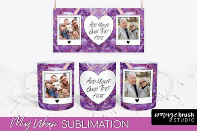 Add Your Photo Mug Wrap - Marble Mug Sublimation Design Sublimation OrangeBrushStudio 