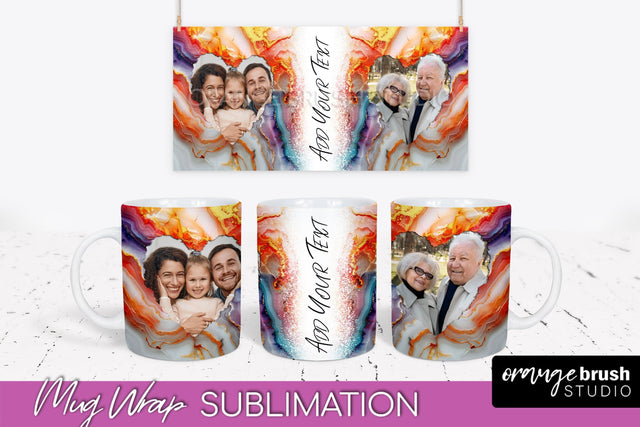 Add Your Photo Mug Wrap - Marble Mug Sublimation Design Sublimation OrangeBrushStudio 