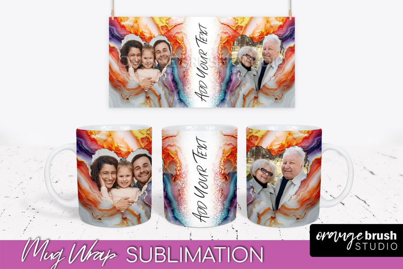 Add Your Photo Mug Wrap - Marble Mug Sublimation Design Sublimation OrangeBrushStudio 