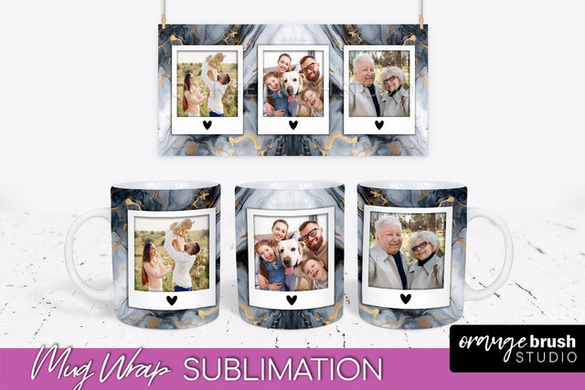 Add Your Photo Mug Wrap - Marble Mug Sublimation Design Sublimation OrangeBrushStudio 