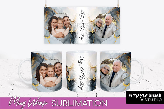 Add Your Photo Mug Wrap - Marble Mug Sublimation Design Sublimation OrangeBrushStudio 