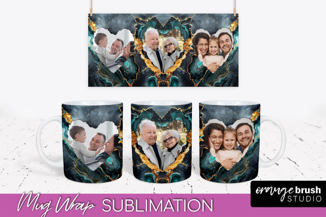 Add Your Photo Mug Wrap - Marble Mug Sublimation Design Sublimation OrangeBrushStudio 