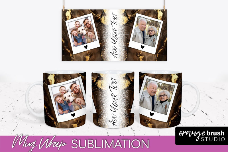 Add Your Photo Mug Wrap - Marble Mug Sublimation Design Sublimation OrangeBrushStudio 